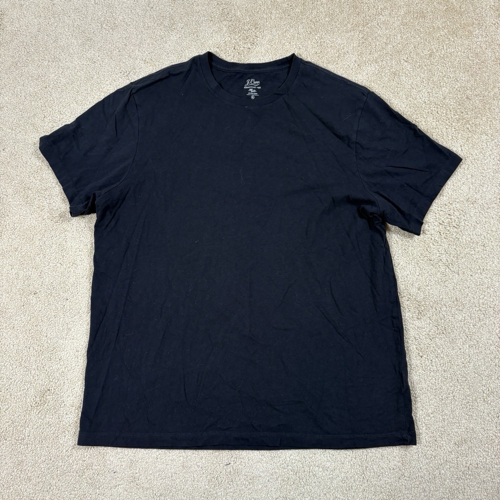 J.Crew Knit Goods Men's Black Solid Crew Neck Short Sleeve T-Shirt XL Basic